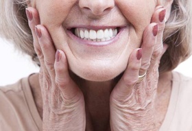 Close-up of older woman's smile